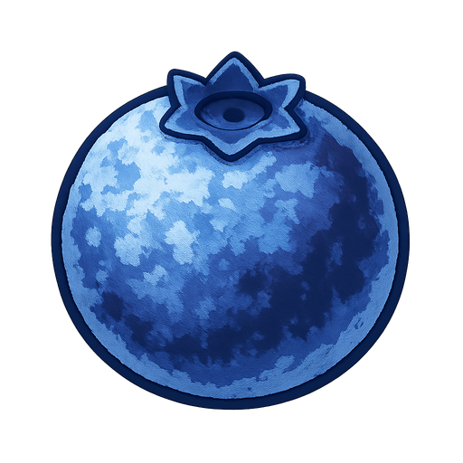 Frozen blueberry.
Single Game Texture.  In-Game asset.  2d.  Blank background.  High contrast.  No shadows