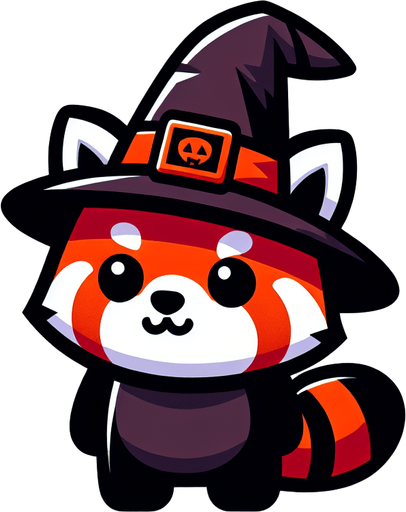 Give to the red panda a halloween hat..
Single Game Texture. In-Game asset. 2d. Blank background. High contrast. No shadows.