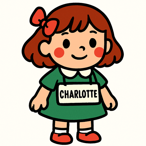 Petite fille nommée charlotte.
In-Game asset.  2d.  High contrast.  No shadows