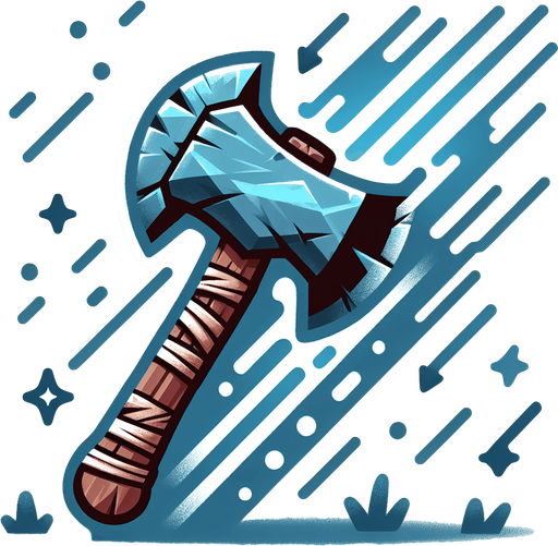 A primal stone axe or spearhead with stylized speed lines or a spectral blue aura indicating swift movement..
Single Game Texture.  In-Game asset.  2d.  Blank background.  High contrast.  No shadows