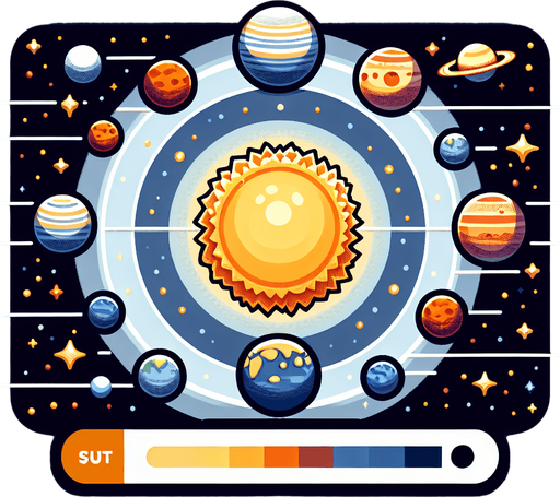 Solar system.
Single Game Texture.  In-Game asset.  2d.  Blank background.  High contrast.  No shadows