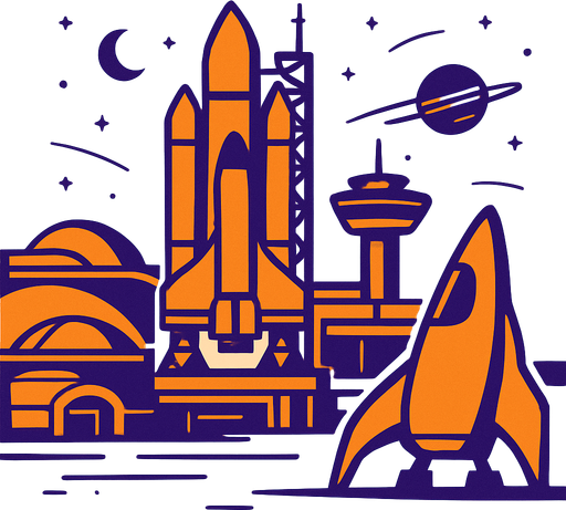 spaceport.
In-Game asset.  2d.  High contrast.  No shadows. spaceport