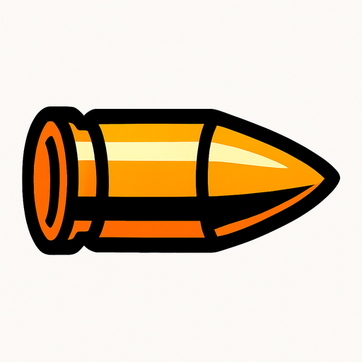 A bullet.
In-Game asset.  2d.  High contrast.  No shadows