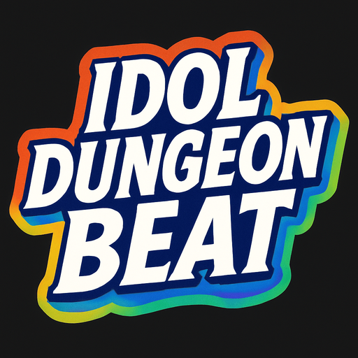 Letras de color blanco, que digan "IDOL DUNGEON BEAT", que tengan un WordArt animado. En alta resolución para poner en una imagen 100 X 150
In-Game asset.  2d.  High contrast.  No shadows