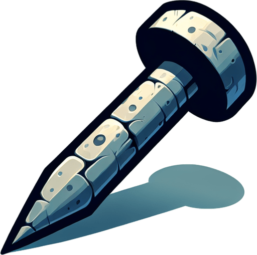 Hřebík.
Single Game Texture. In-Game asset. 2d. Blank background. High contrast. No shadows.