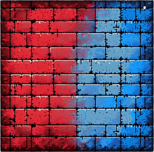 wall red and blu.
Single Game Texture.  In-Game asset.  2d.  Blank background.  High contrast.  No shadows