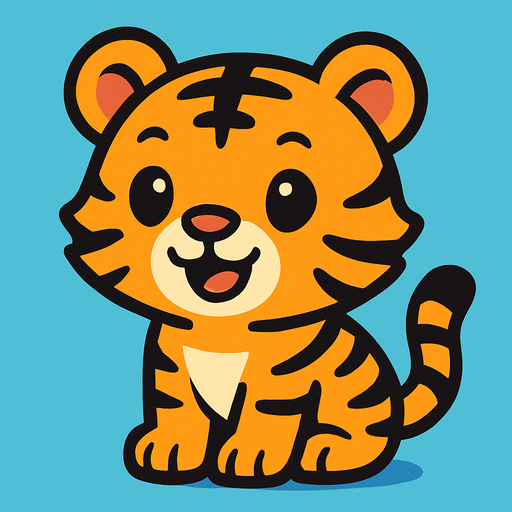 Cute tiger.
In-Game asset.  2d.  High contrast.  No shadows