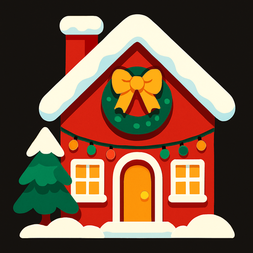 christmas house.
In-Game asset.  2d.  High contrast.  No shadows
