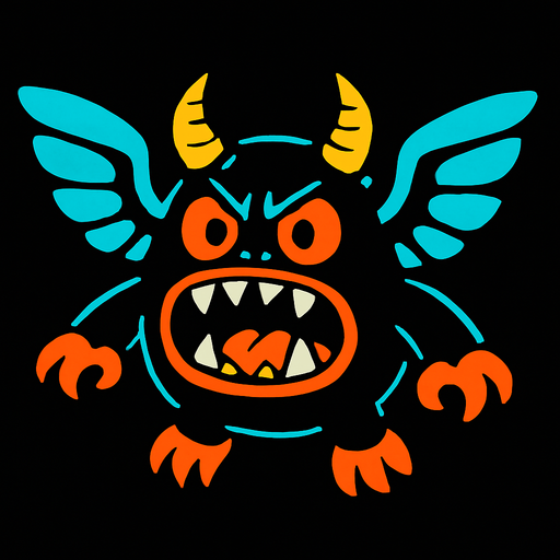 montruo volado.
In-Game asset.  2d.  High contrast.  No shadows