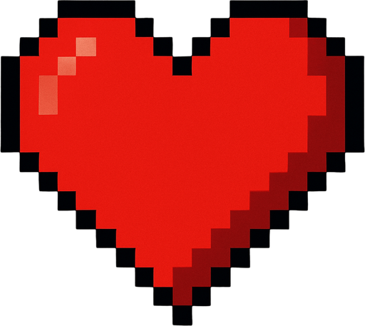 pixel art heart.
In-Game asset.  2d.  High contrast.  No shadows