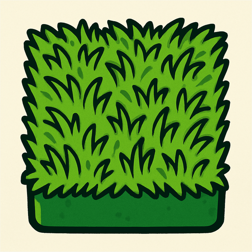 Bloque de pasto verde, visto desde arriba.
In-Game asset.  2d.  High contrast.  No shadows