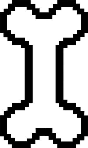 Undertale bone with black outline.
In-Game asset.  2d.  High contrast.  No shadows