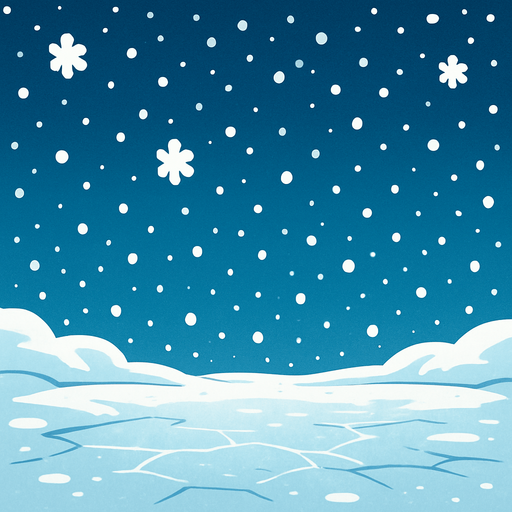 Snow gently falling from the sky in a peaceful winter scene. The snowflakes are soft and light, creating a calm atmosphere. The snow is falling in large, delicate flakes, covering the icy surface and creating a serene, magical ambiance.".
In-Game asset.  2d.  High contrast.  No shadows