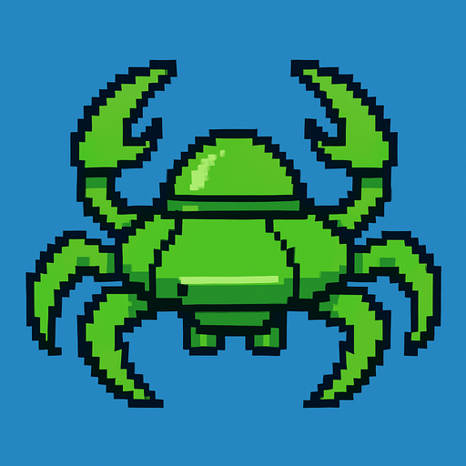 green crab style alien ship. side scroller image.
In-Game asset.  2d.  High contrast.  No shadows