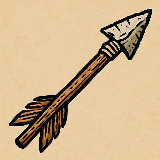 ok istiyorum eski zamanlarda hayvan avalrken kullanılan oklardan.
In-Game asset.  2d.  High contrast.  No shadows