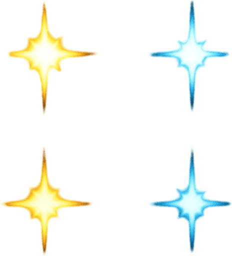Bright, dense star-like points

```
- Center: Brilliant white core (8x8 pixels)
- Glow: Yellow-white gradient extending to edges
- Intensity: Very bright, sharp center with soft falloff
- Shape: 4-pointed star or cross pattern
- Color variants: White, yellow, light blue.
In-Game asset.  2d.  High contrast.  No shadows