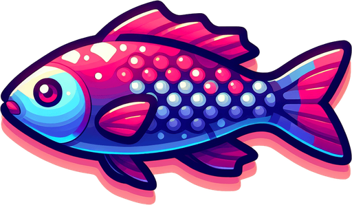 Fish.
Single Game Texture.  In-Game asset.  2d.  Blank background.  High contrast.  No shadows