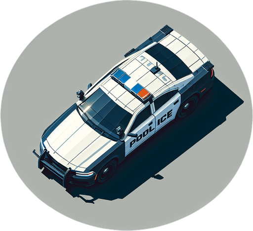 Top down police car.
Single Game Texture.  In-Game asset.  High contrast.  No shadows