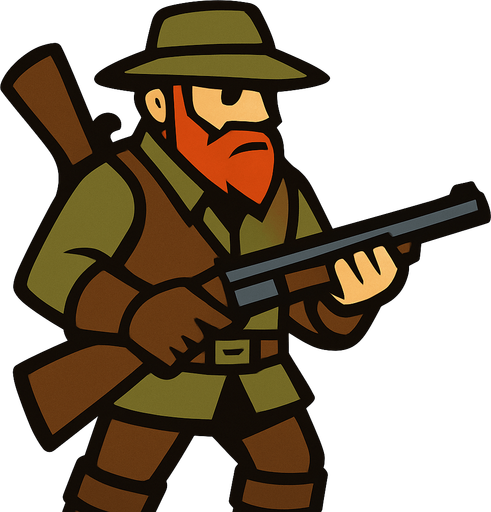 Hunter.
In-Game asset.  2d.  High contrast.  No shadows
