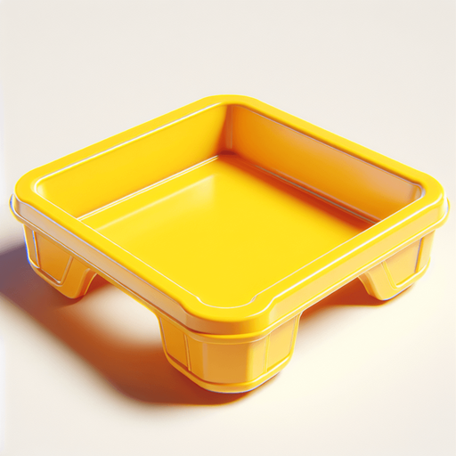 yellow plastic tray.
Single Game Texture. In-Game asset. 2d. Blank background. High contrast. No shadows.