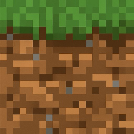Minecraft ground.
In-Game asset.  2d.  High contrast.  No shadows