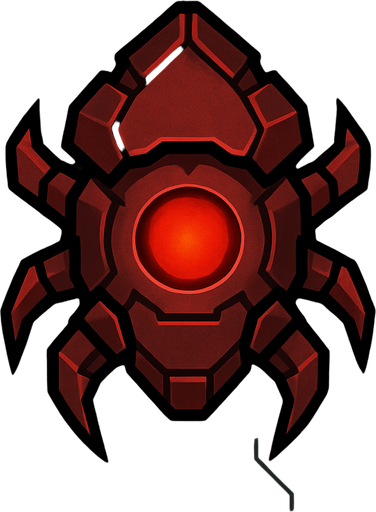 topdown view, robust digital virus, armored segments, red glowing core, strong angular shape, protective shell feel, minimal circuit accents, fits motherboard environment.
In-Game asset.  2d.  High contrast.  No shadows