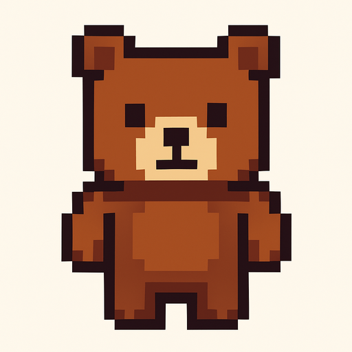 Pixel bear.
In-Game asset.  2d.  High contrast.  No shadows