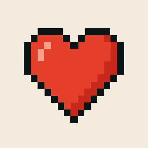 pixel art 2d heart.
In-Game asset.  2d.  High contrast.  No shadows