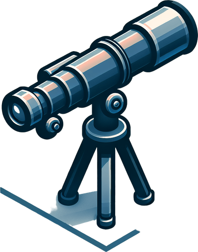 Telescope.
Single Game Texture.  In-Game asset.  2d.  Blank background.  High contrast.  No shadows