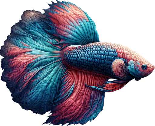 A realistic bettafish swiming to the right.
Single Game Texture. In-Game asset. 2d. Blank background. High contrast. No shadows.