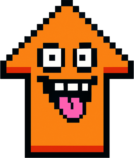 Create Arrow with silly face pixel art.
In-Game asset.  2d.  High contrast.  No shadows