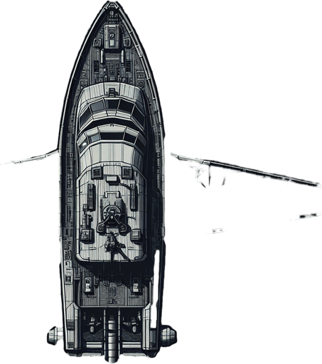 horizontal top down image drugs 
smugler super boat.
Single Game Texture.  In-Game asset.  2d.  Blank background.  High contrast.  No shadows