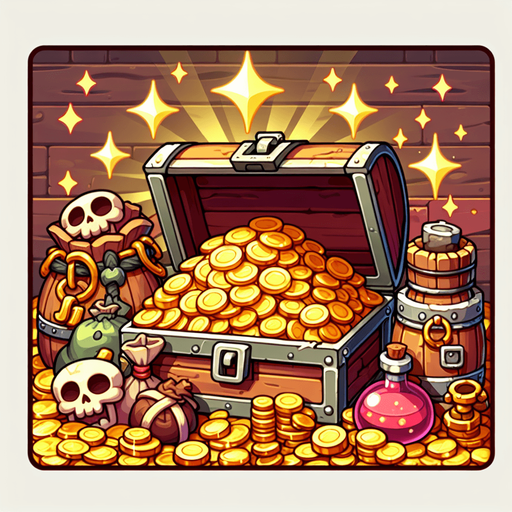 Клад, мультяшный.
Single Game Texture.  In-Game asset.  2d.  Blank background.  High contrast.  No shadows