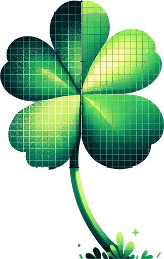 One Clover.
Single Game Texture.  In-Game asset.  2d.  Blank background.  High contrast.  No shadows