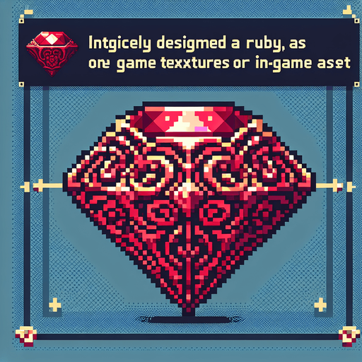 A ruby. Pixel art..
Single Game Texture.  In-Game asset.  2d.  Blank background.  High contrast.  No shadows