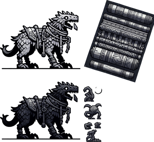 Canavar.
Single Game Texture.  In-Game asset.  2d.  Blank background.  High contrast.  No shadows