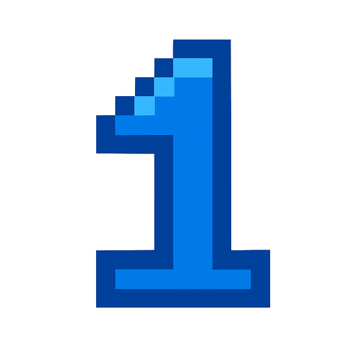 Número 1 azul , pixelart.
In-Game asset.  2d.  High contrast.  No shadows