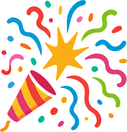 Konfeti tasarla patlayan.
In-Game asset.  2d.  High contrast.  No shadows