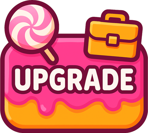 button upgrade level of business is sweetie
In-Game asset.  2d.  High contrast.  No shadows