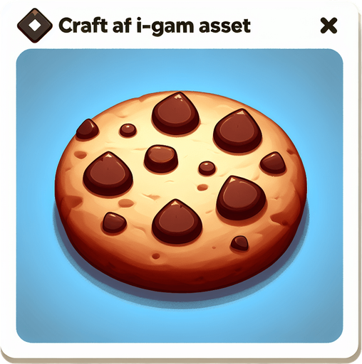 Chocolate chip cookie.
Single Game Texture.  In-Game asset.  2d.  Blank background.  High contrast.  No shadows