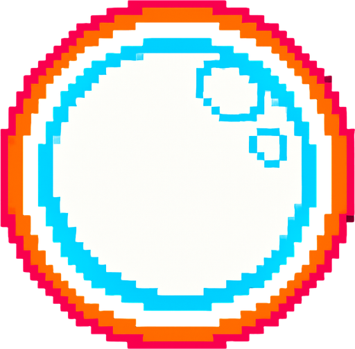 A white bubble. 80s arcade machine graphics..
In-Game asset.  2d.  High contrast.  No shadows