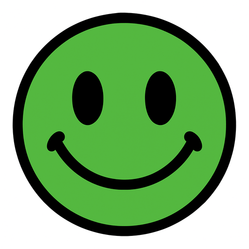 green circle with smile.
In-Game asset.  2d.  High contrast.  No shadows