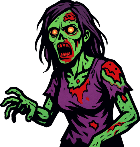 kadın zombi.
In-Game asset.  2d.  High contrast.  No shadows