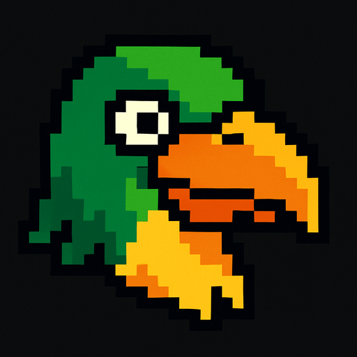 a pixel bird head.
In-Game asset.  2d.  High contrast.  No shadows