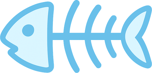 A simple ice blue fishbone icon, clean vector style, no background, minimal design, symmetrical and centered, soft lines, suitable for a 2D rhythm game UI element.
In-Game asset.  2d.  High contrast.  No shadows