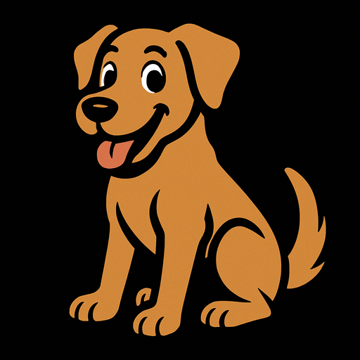 dog with black background.
In-Game asset.  2d.  High contrast.  No shadows