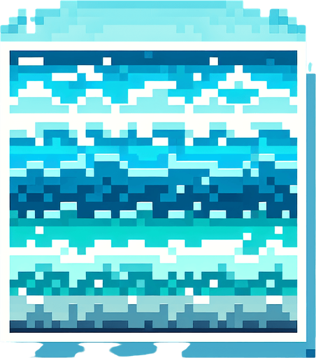 8-bit water layer, light blue and turquoise.
Single Game Texture. In-Game asset. 2d. Blank background. High contrast. No shadows.