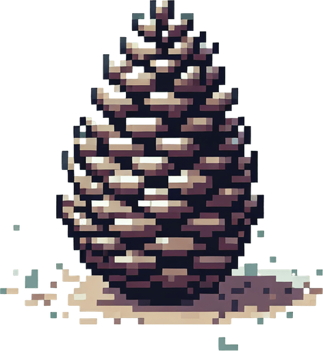 A pine cone. Pixelart. Single Game Texture. In-Game asset. 2d. Blank background. High contrast. No shadows.