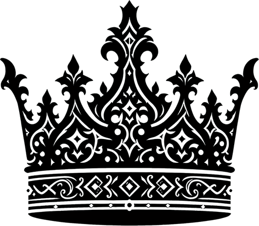 Black crown.
Single Game Texture.  In-Game asset.  2d.  Blank background.  High contrast.  No shadows