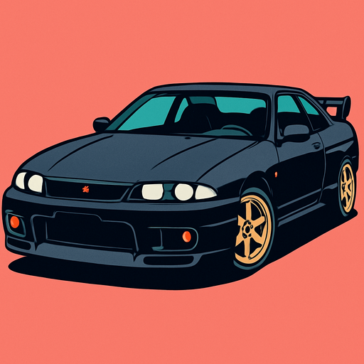 a nissan skyline gtr33.
In-Game asset.  2d.  High contrast.  No shadows